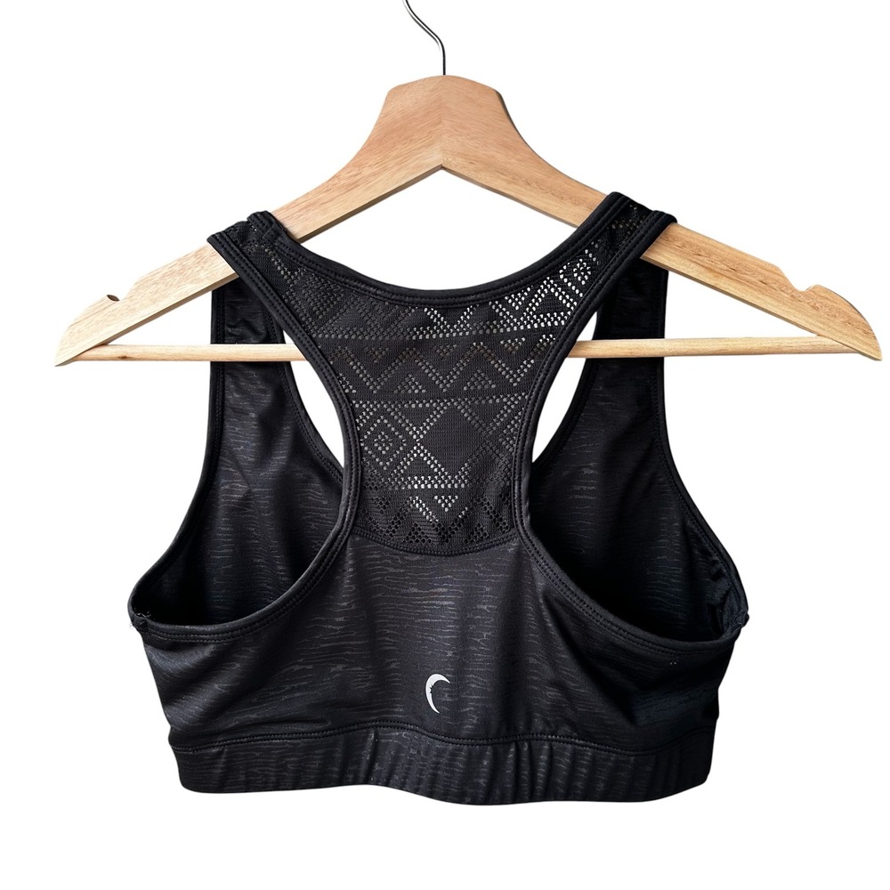 Zyia Active Sports Bra Black Space Dye Laser Cut Mesh Racerback Active Sz Medium